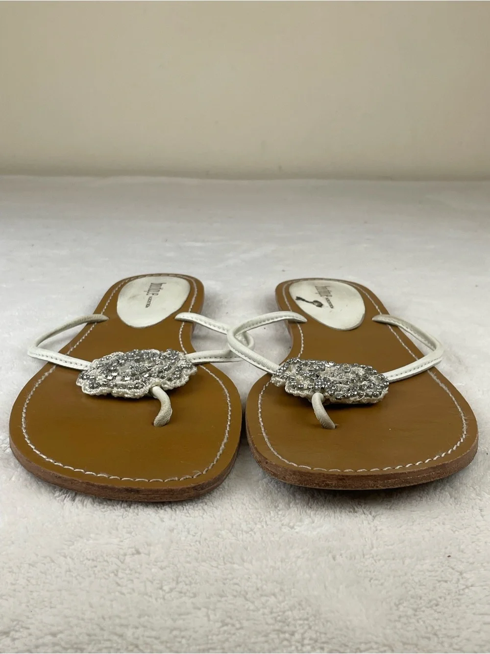 Nordstrom boutique White Beaded Floral Thong Sandals